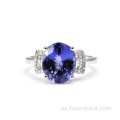 Tanzanite Anillo de Dedo Valor 925 Joyería de Plata